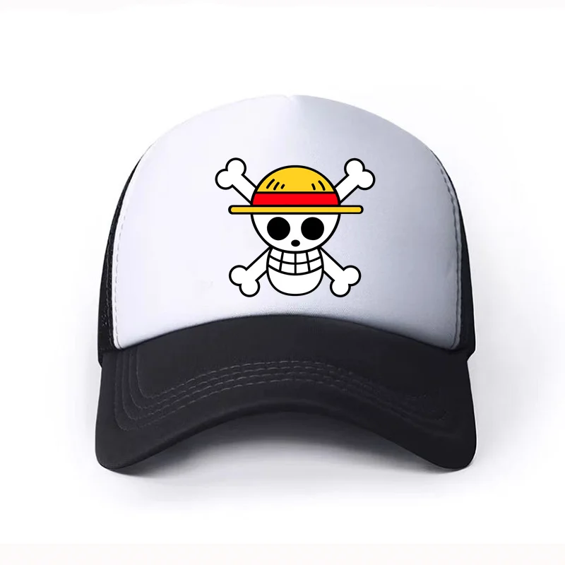 Kids Students Teen Visor Sunshade Hat 58CM Boys Girls Sports Fisherman Baseball Hat 6-15Y Anime Luffy Print Fashion Casual Hat