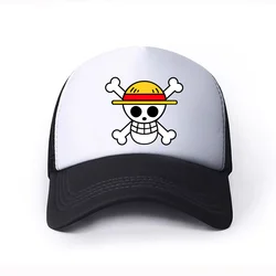 Kids Students Teen Visor Sunshade Hat 58CM Boys Girls Sports Fisherman Baseball Hat 6-15Y Anime Luffy Print Fashion Casual Hat