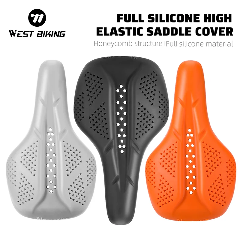 

WEST BIKING Bike Saddle Cover Hollow Breathable Seat Cushion Cover Full Silicone High Elastic Saddle Cover Cycling Accessories