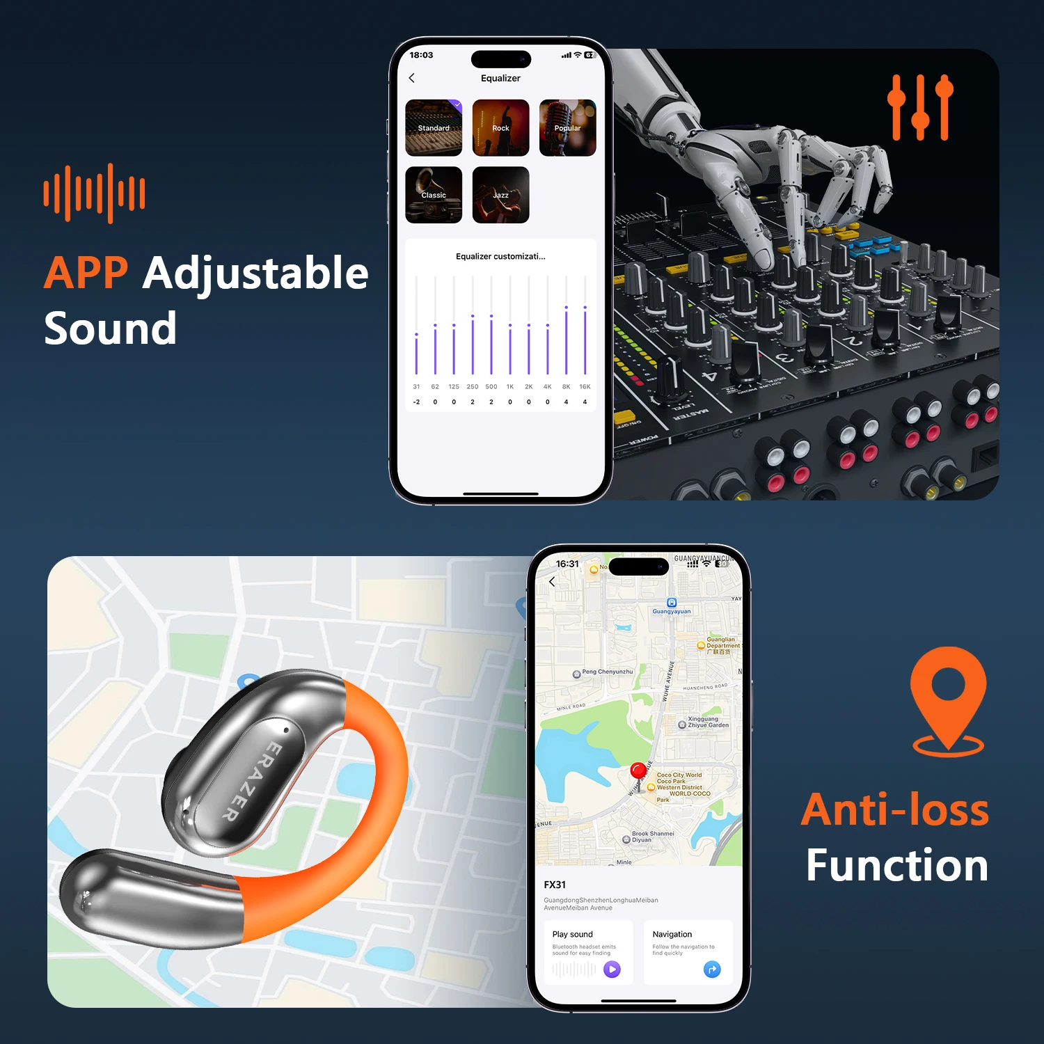[AI Translator Earphone] ERAZER XF31 Bluetooth Translation Earbuds Sleep ASMR Headset DIY APP  AI Wireless Headphones Open Back image 3