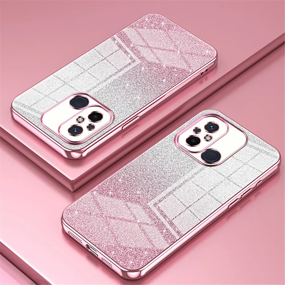 Luxury Glitter Plating Case for Xiaomi Redmi Note 13 Pro Plus 11 12 Silicone Cover Note12S 11S 10S 9S 12C Clear Phone Case