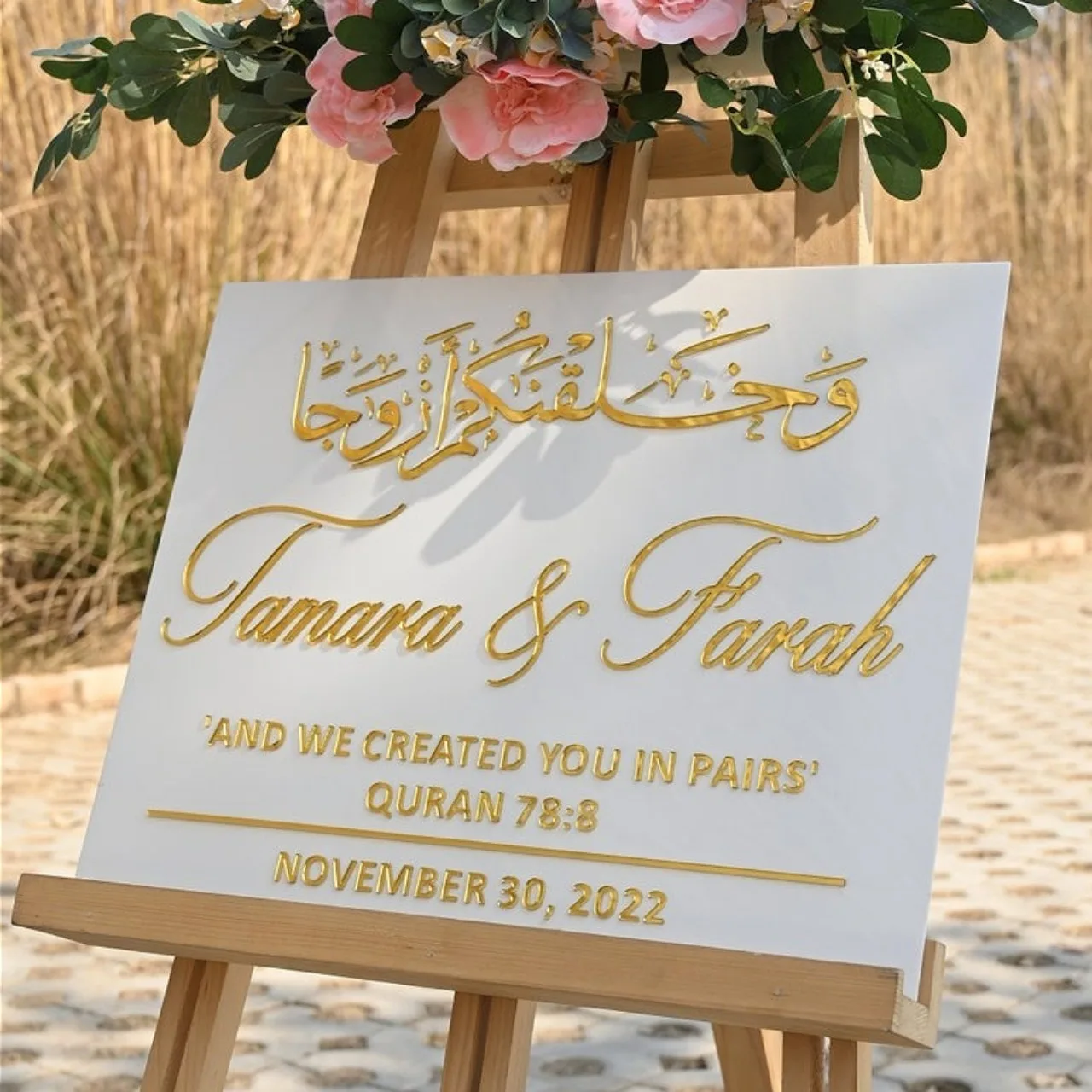 

Acrylic Wedding Welcome Sign, Personalized Arabic Calligraphy, Nikkah Engagement Sign, 3D Acrylic Personalized Couple Names Sign