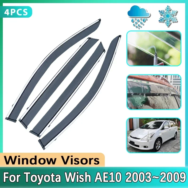 Car Side Window Visor Deflectors For Toyota Wish AE10 2003 2004 2005 2006 2007 2008 2009 Rain Guard Cover Deflector Accessories