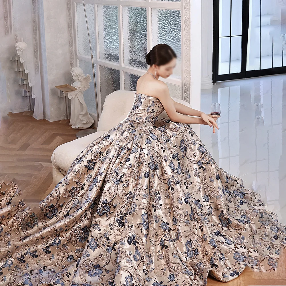 فساتين سهرة رائعة بدون حمالات فساتين حفلات رسمية بطول الأرض على شكل حرف a مطرزة فساتين حفلة موسيقية مسائية مخصصة