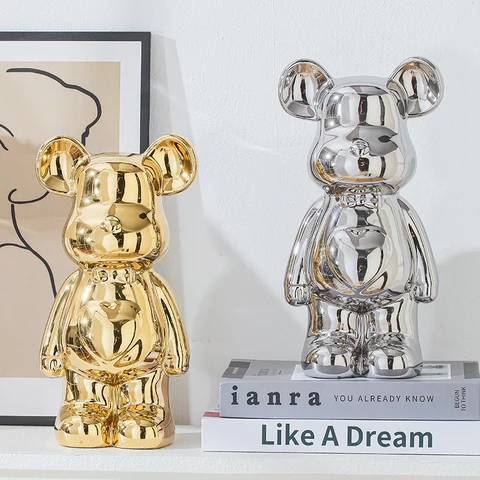 Керамическая статуэтка медведя Bearbrick 17/27 см: Эстетичная фигурка-скульптура для декора комнаты и дома, украшение, поделка — пример использования
