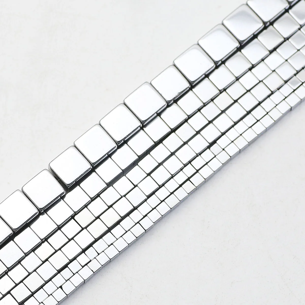 15\'\' Silvery Plated Cube Hematite Natural Stone Square Spacer Loose Beads For Jewelry Making Bracelets Necklaces DIY Accessories
