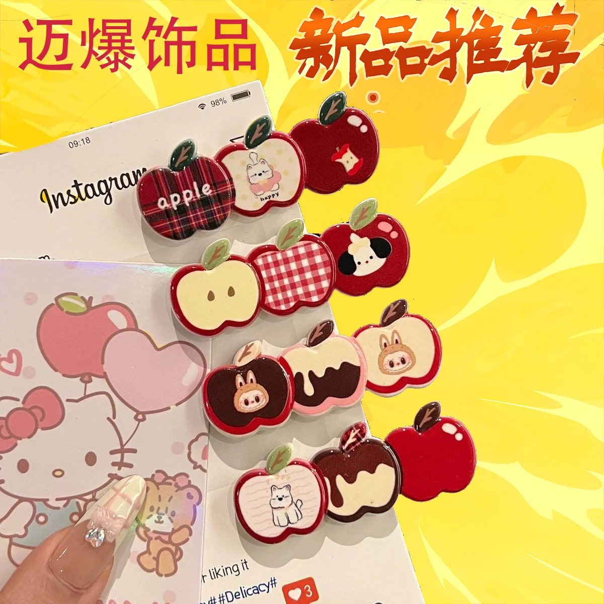 

Аниме Love and Deepspace Caleb Косплей Мультфильм Симпатичная заколка для волос Apple Q-Version Pinch the Side Of The Bangs с украшением из сломанных волос