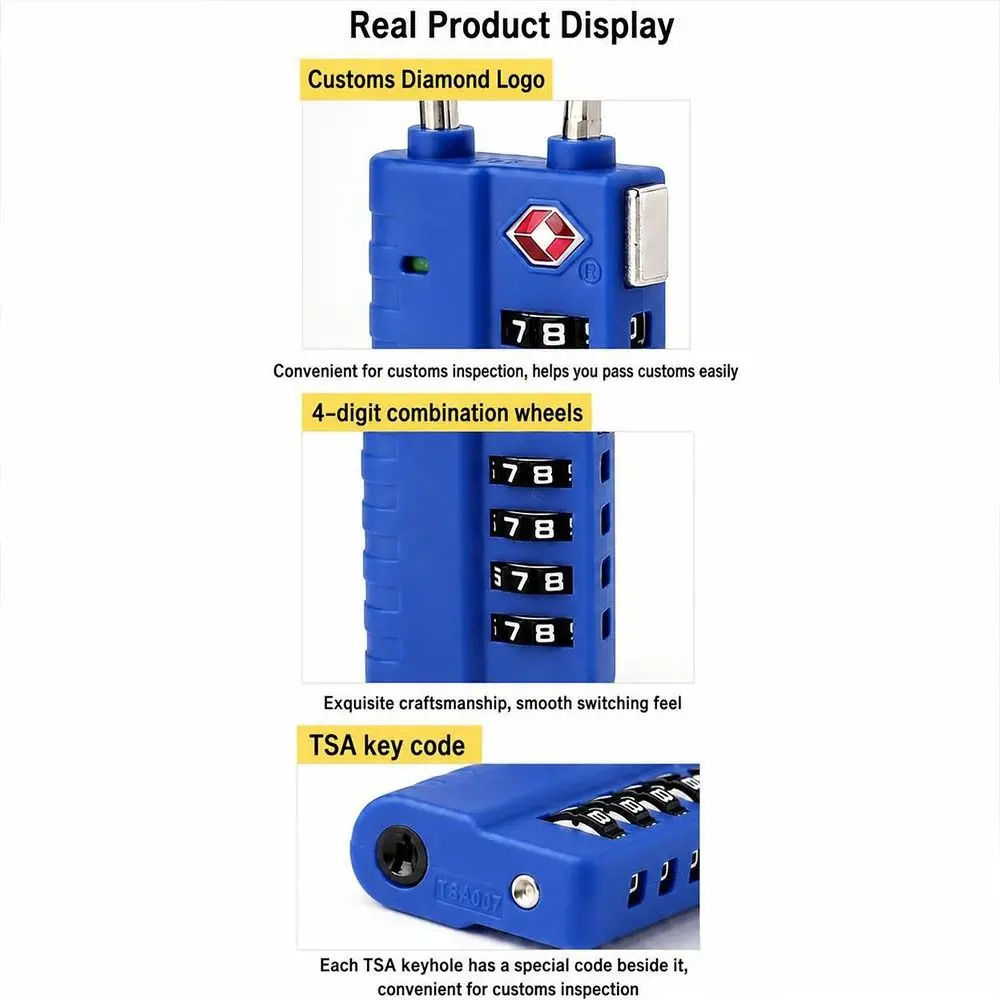 New TSA 4 Digit Combination Lock Anti-theft Security Tool Suitcase Luggage Coded Lock Wire Rope Cabinet Padlock for Travel