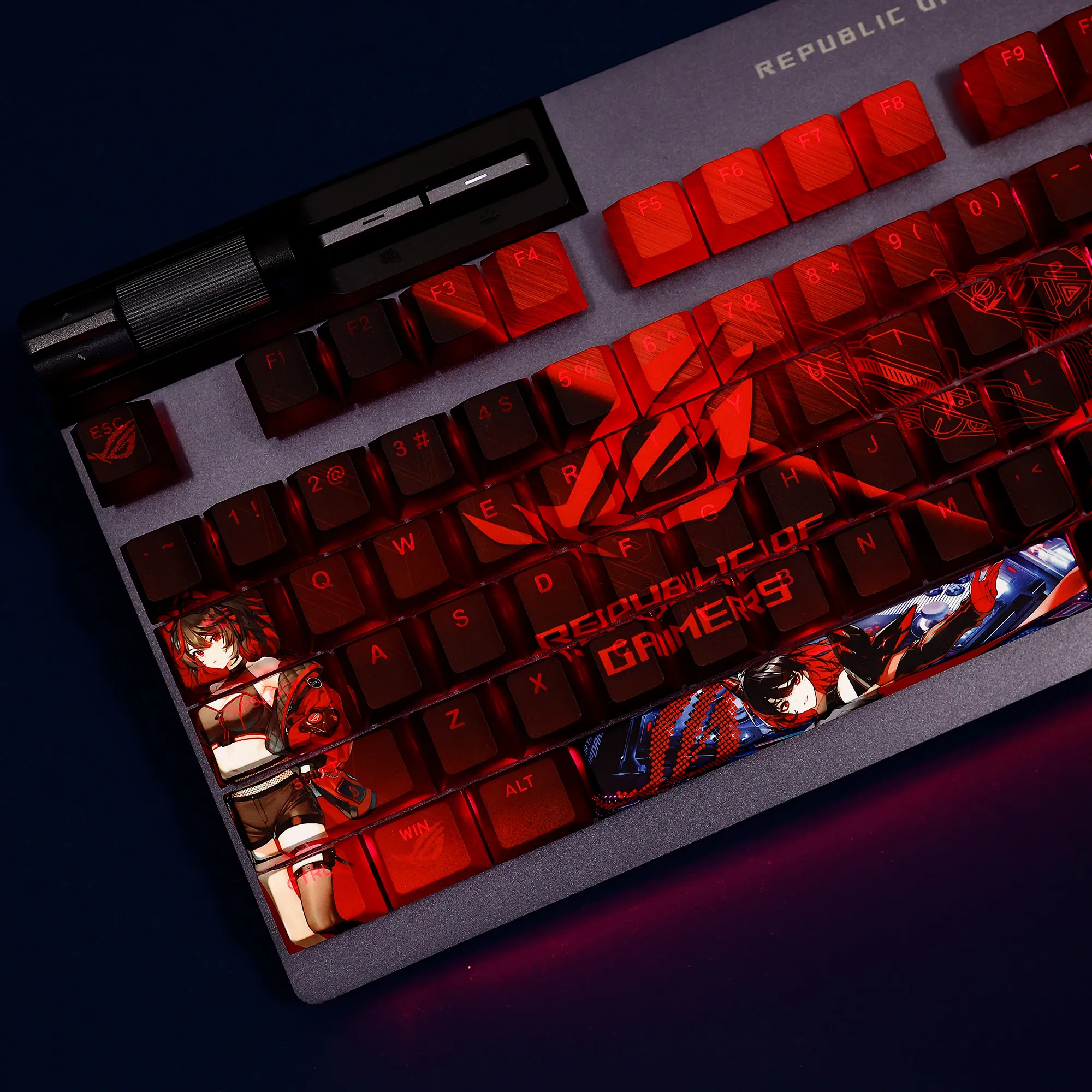 108 Keys/Set Red Anime Cartoon Cute Sexy Girl PBT Gaming Keycaps Cherry Height for ROG Republic Of Gamers Azoth/Strix Scope II