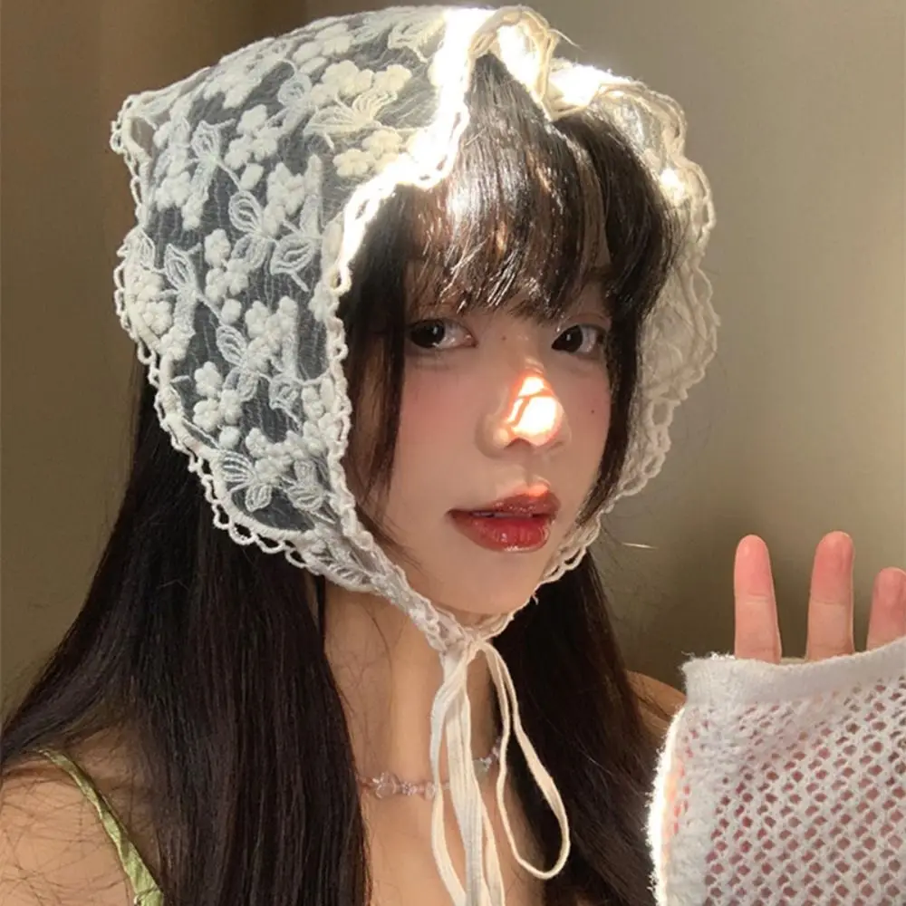 Elegant Countryside Style Triangle Bandana Turban Wraps Lace Hair Scarf Hair Band Hair Accessories Triangle Scarf Girls