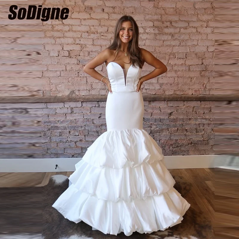 

SoDigne Mermaid Satin Wedding Dresses Sweetheart Sleeveless Bride Dress 2026 Long Wedding Gown vestidos de novia Customized