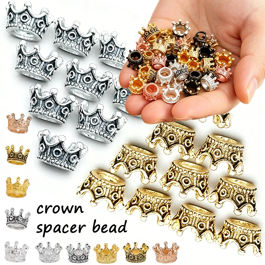 15/48 Stück Kronen-Abstandsperlen, Metall-Legierung Kronen-Anhänger DIY Schmuckherstellung Abstandsperlen für Armband Halskette Ohrringe Basteln XJM