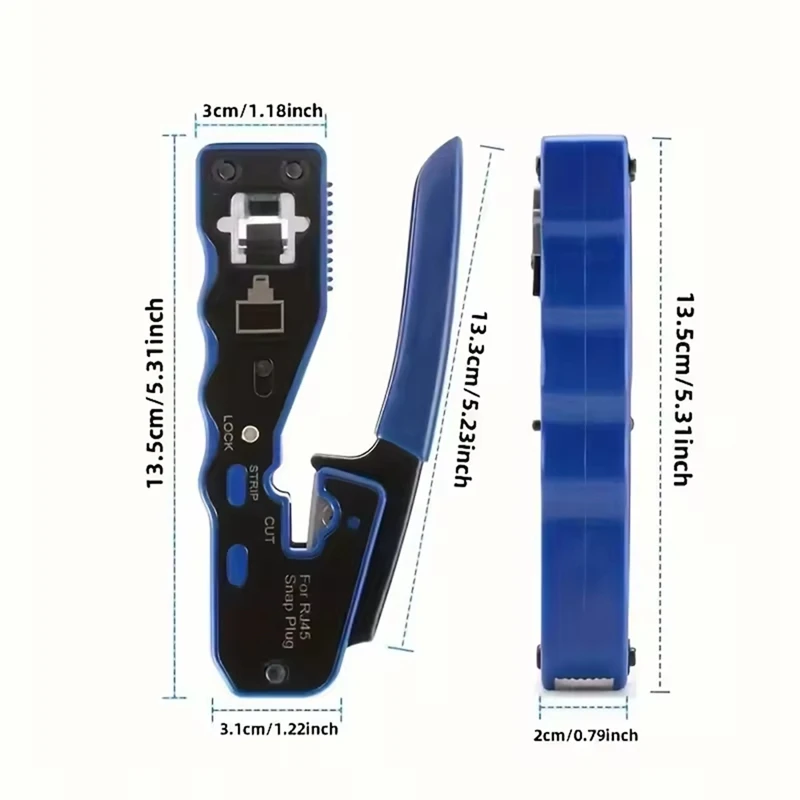 DTA5 RJ45 Pass Through Crimping Tool, Ethernet Cable Crimper for Cat5 Cat5e Cat6 Cat6a, Network Cable Management Tool, 2Pcs