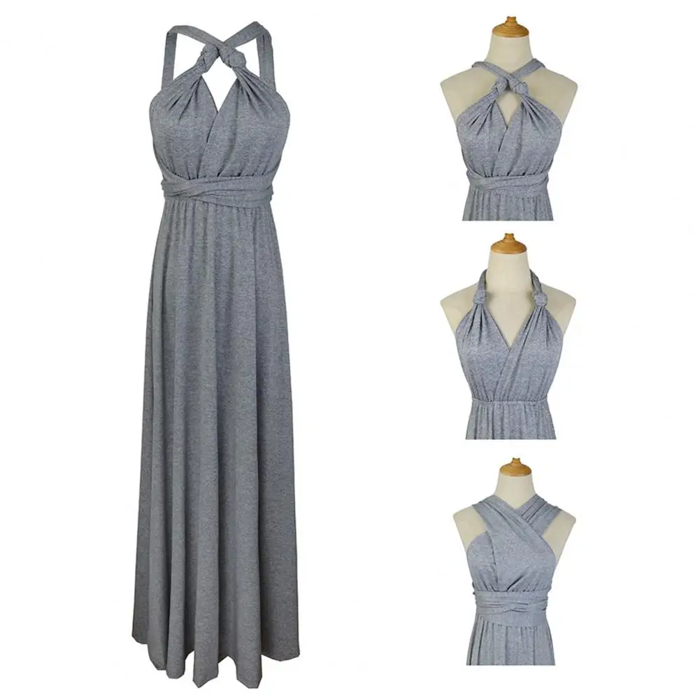 Women Polyester Dress Women Strap Design Dress Women's Multi-way Transformer Dress Convertible Backless Evening Gown
