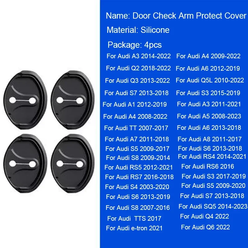 

For AUDI Q4 E-TRON A3 A4 A5 A6 A7 Q2 Q3 Q5 Q8 TT S8 RS5 RS6 Car Door Limiter Pad Lock Shock Absorber Damper Door Check ArmCover