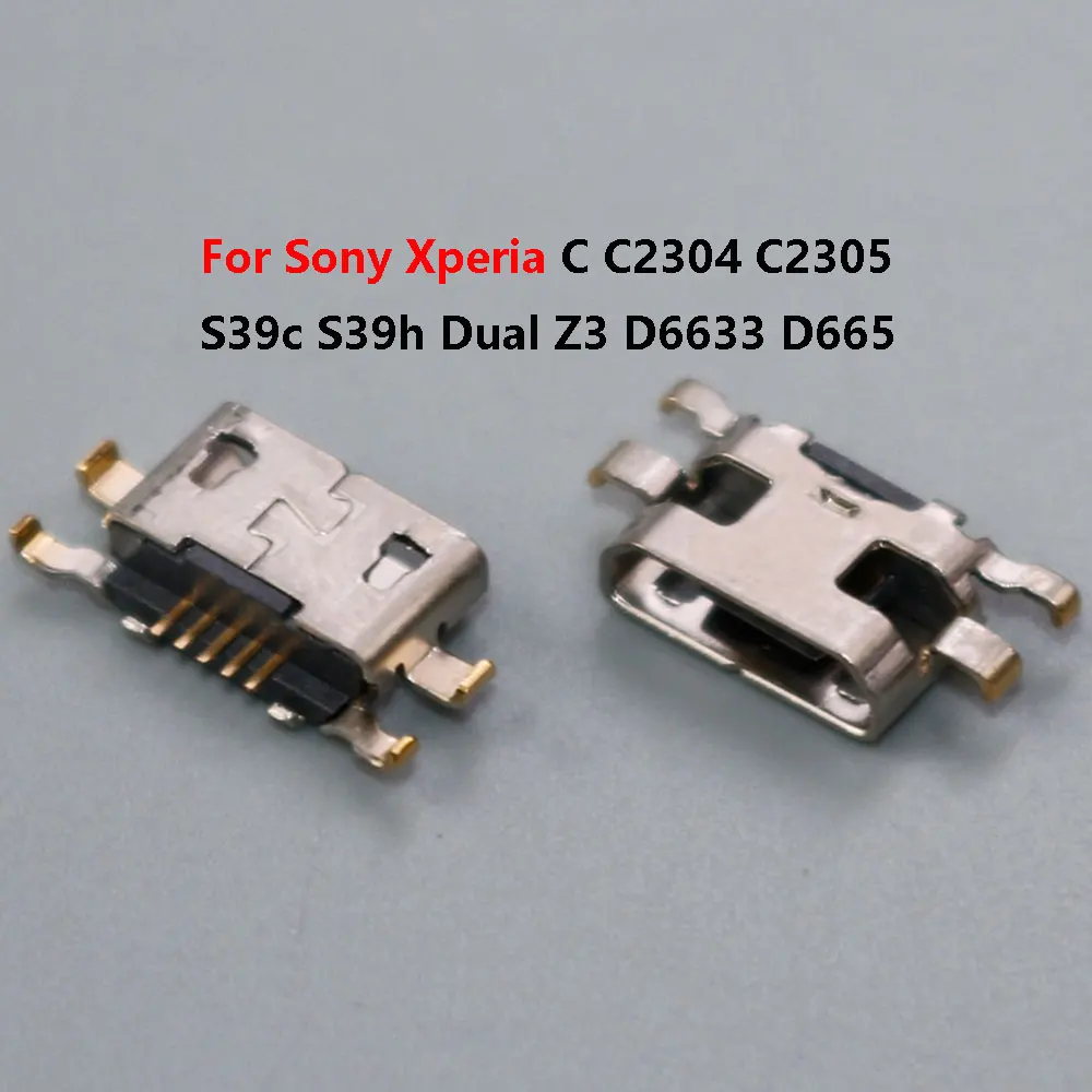 10-100PCS USB Jack 5pin Female Charger For Sony Xperia C C2304 C2305 S39c S39h Dual Z3 D6633 D665 Data Connector Port Socket