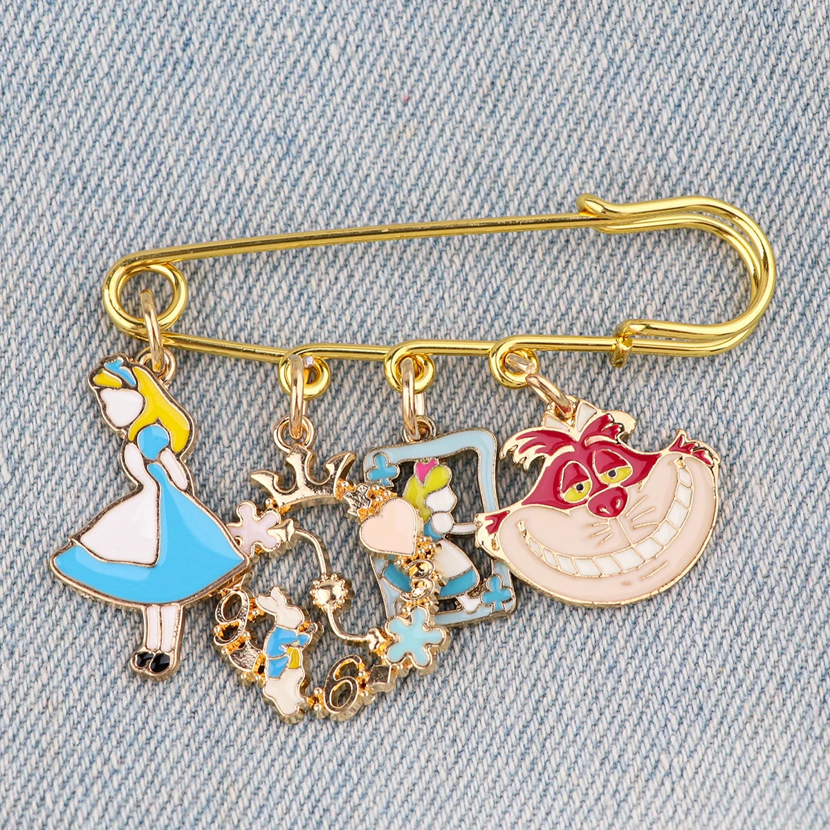 Mickey Enamel Pin Alice In Wonderland Brooch Princess Badge Cartoon Buckle Pin Waist Brooches For Girls Women Jewelry