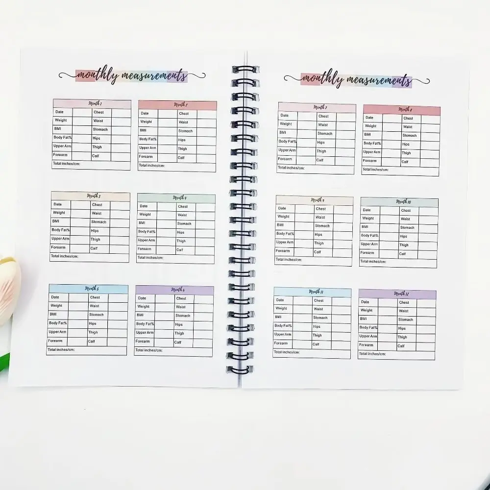 12 Month Weight Loss Plan Book Wellness Planner Goal Setting Monthly Planner Monthly Measurement Progressive Fitness Journal