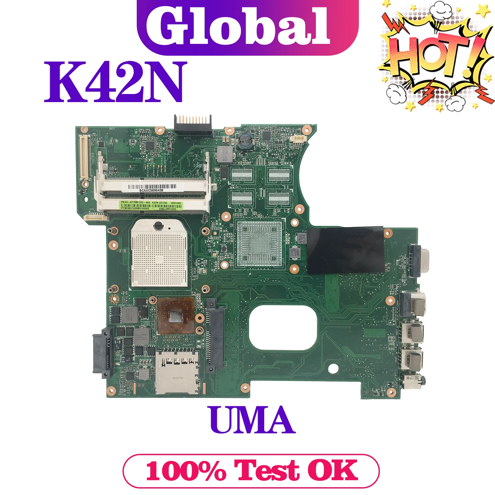 

K42N Notebook Mainboard For ASUS A42N X42N Laptop Motherboard Main Board 100% Test OK UMA