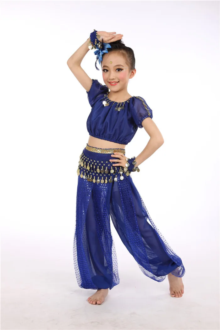 2022 New 5-piece Set Girls Belly Dancing India Bellydance Clothes Kids Belly Dance Costumes Set Children\'s Indian Dance Costume