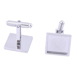 6pcs Fit 15mm Square Cabochon Cufflink Base Setting Blanks Stainless Steel Bezel Trays For Cuff Links Making