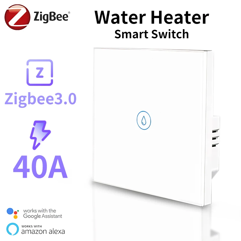 

ZIgbee Smart Water Heater Boiler Switch EU 40A 8800W MAX Air Conditioner Control Compatible with Alexa Google Home EU
