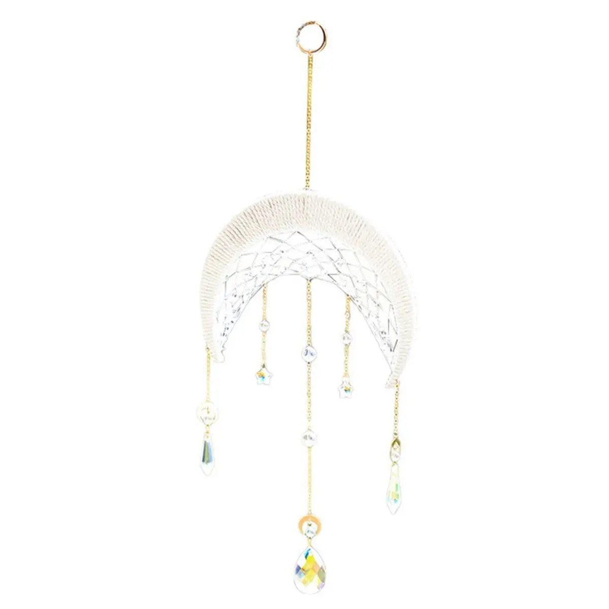 Exquisite Moon-Shaped Pendant Crescent Shaped Decoration,Prism Crystal Sun Catcher Rainbw for Home Decor
