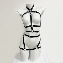 Sexy Full Body Harness Bondage Women Leather Lingerie Gothic Buttocks Garter Belt BDSM Underwear Thigh Garter Fetish Clothing