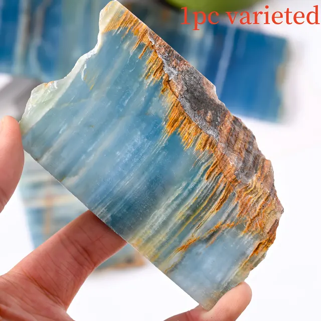 1PC Blue Onyx Slab - Irregular Long Slate Bohemian Style Mineral Slice for DIY Crafts, Jewelry Patterns, Ornaments, DIY Jewelry 6