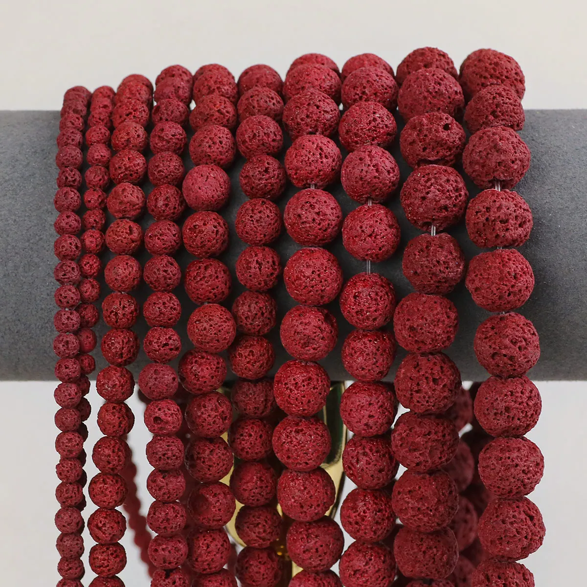 

Round Red Natural Volcanic Lava Stone Bead Loose Spacer Beads For Jewelry Making DIY Bracelet Necklace Accessories 4/6/8/10/12mm