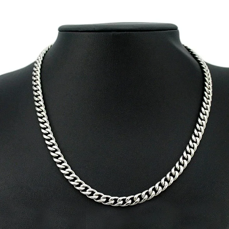 Men Cuban Link Chain 5/7/9mm Necklaces Stainless Steel Fashion Long Chains Mens Steel Tone Hip Hop Jewelry on The Neck Wholesale