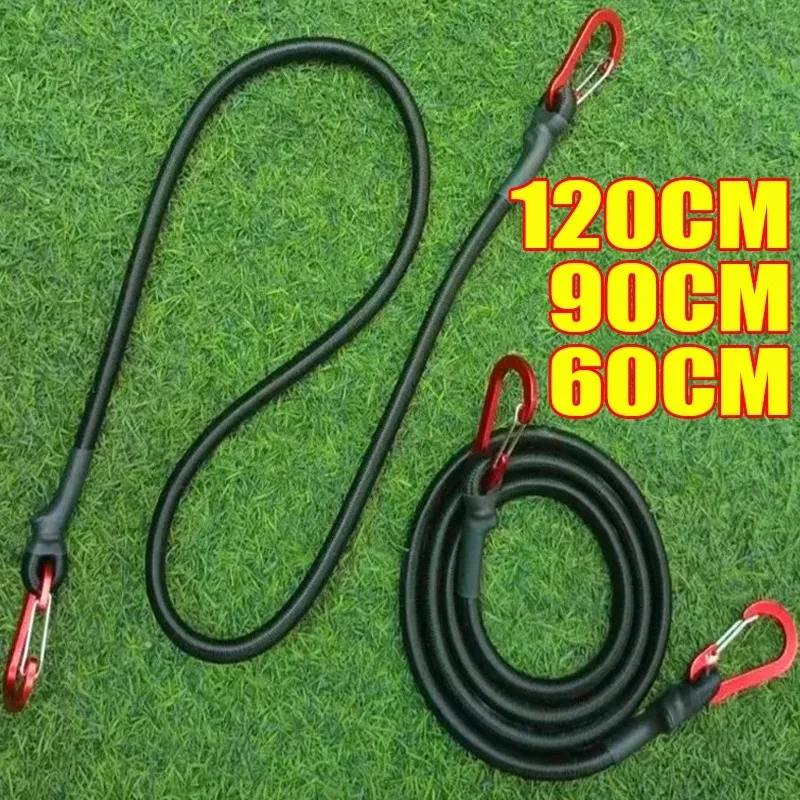 Heavy Duty Bungee Cord Elastic Tie Strap String Carabiner Hooks Kayak Cycling Luggage Packing Ropes Camping Accessories