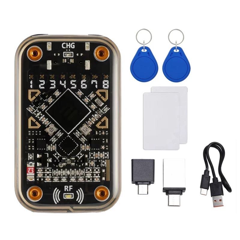 A73E-Chameleon Ultra RFID Smart Chip Reader+2Xcuid Keychain/Card Contactless Smart Card Emulator 125Khz 13.56Mhz Badge Decode