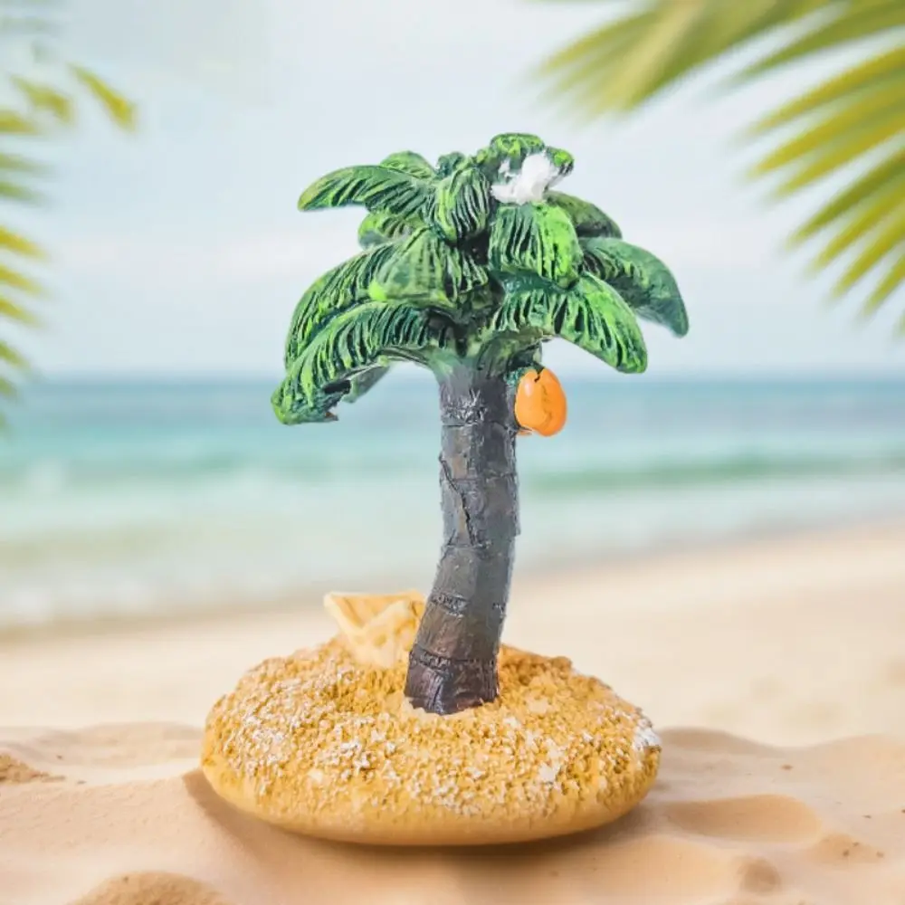 Decorative Mini Coconut Tree Model Simulation Lifelike Beach Coconut Trees Ornaments Resin Coconut Palm Tree Landscape Home Desk