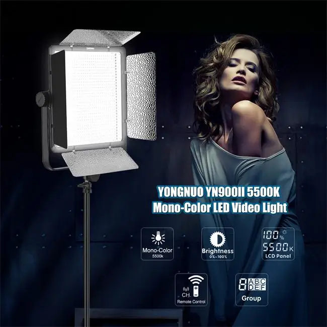 YONGNUO-luz LED regulable para vídeo, luz de relleno con Control remoto, YONGNUO YN900II