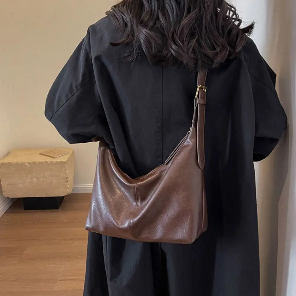 

Милая сумка-тоут из искусственной кожи в корейском стиле в стиле ретро, однотонная сумка из искусственной кожи, большая вместительная сумка-тоут, большая вместительная сумка для подмышек для девочек