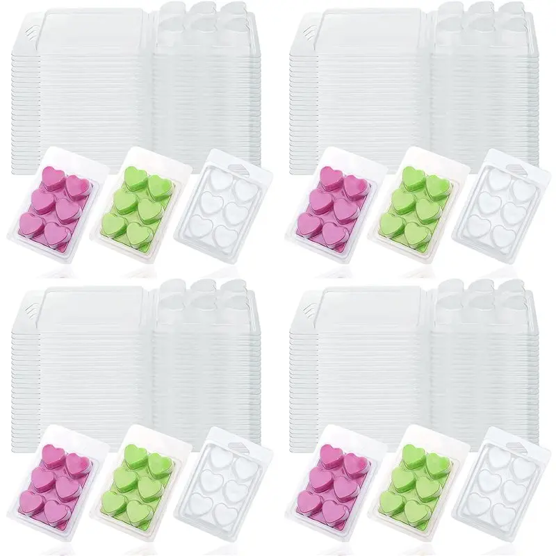 

120 Packs Wax Melt Clamshells Molds,Wax Melt Clamshells Wax Melt Love Heart Tray Containers