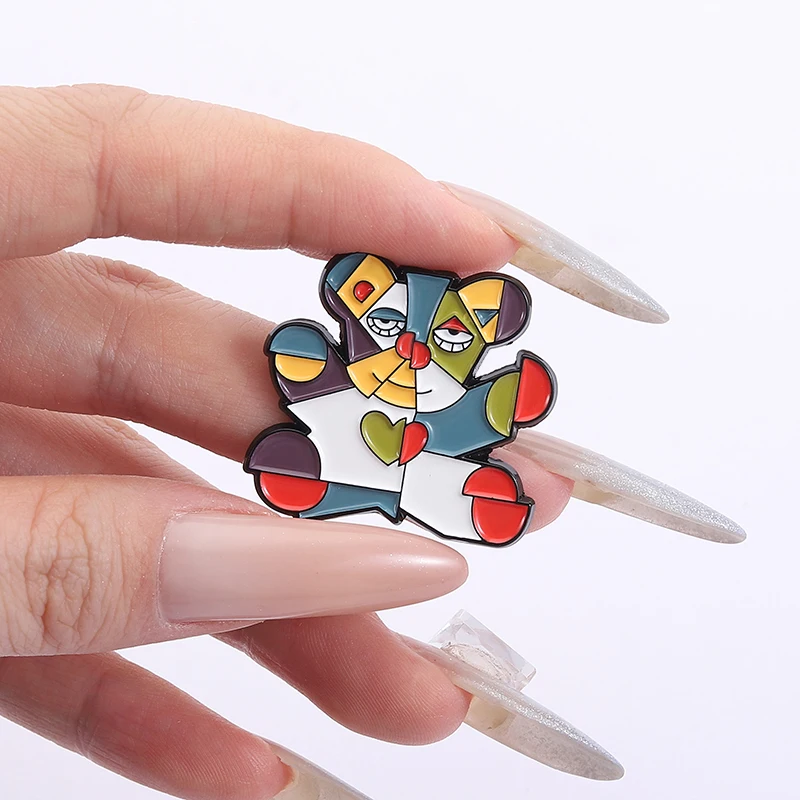 بيكاسو الحديثة نمط المينا دبابيس القط الكلب النفط اللوحة صور دبابيس التلبيب شارات الكرتون الفن مجوهرات هدية للأطفال الأصدقاء #3