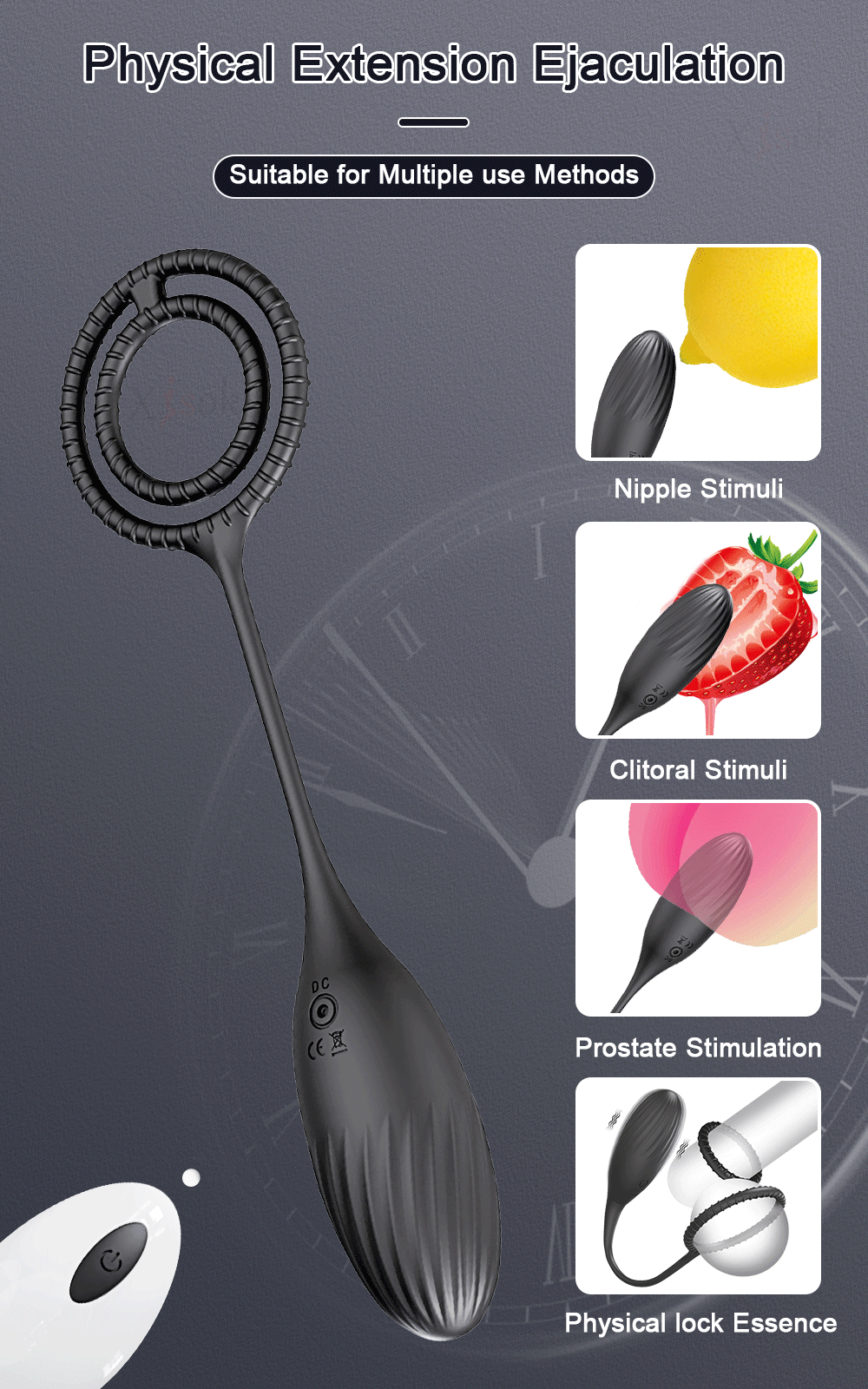 Male 2-in-1 Cock Ring and Anal Butt Plug Vibrator