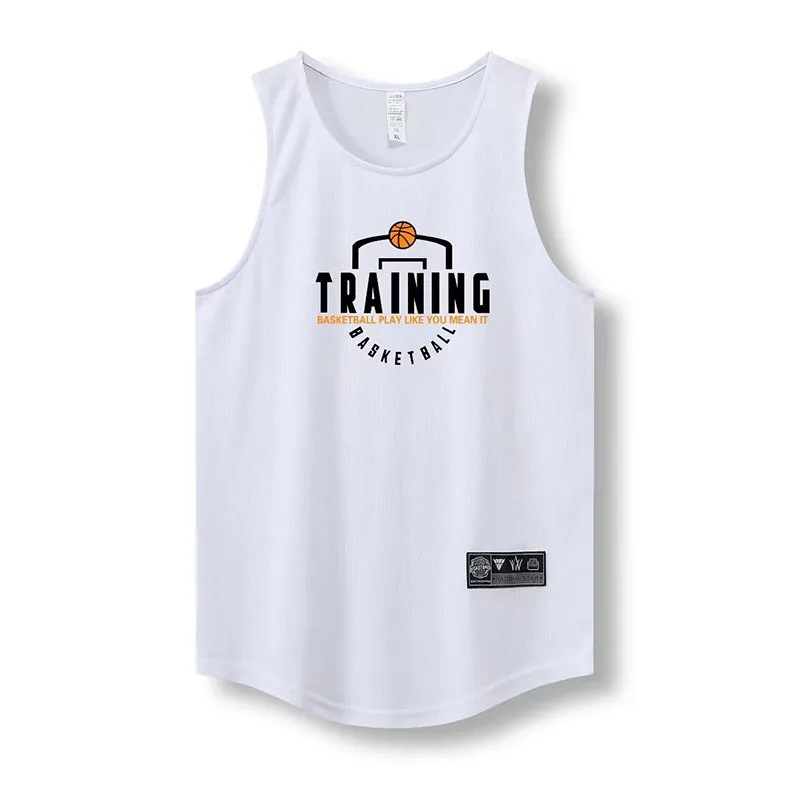 American basketball vest for boys, loose sleeveless waistcoat, student playing training, quick-drying jersey for summer