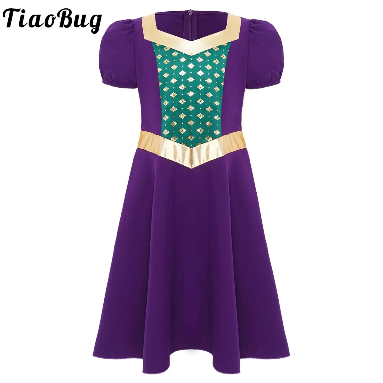 

Girls Medieval Princess Role Play Clothes Ballroom Dance Dress Short Sleeve Tutu Dress for Halloween Cosplay Theme Parties