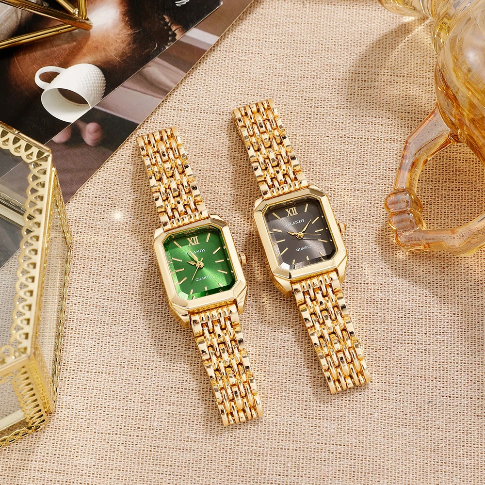 2-piece ladies' elegant and minimalist quartz watch and versatile accessory set for daily wear as gifts for friends and family