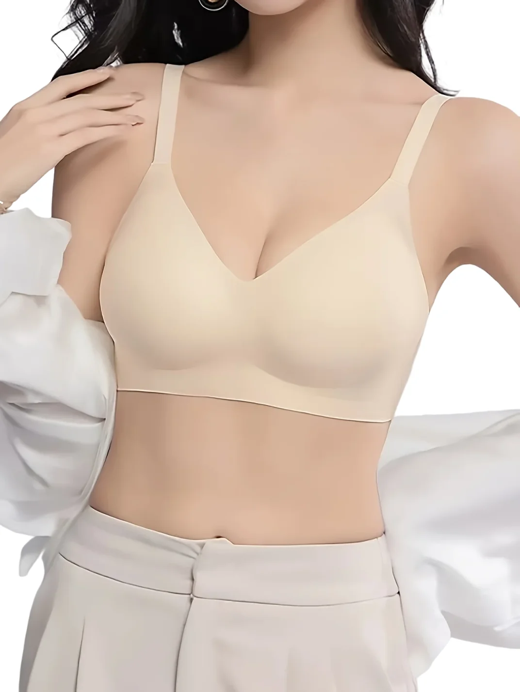 KUCLUT Seamless Bra with Handheld Cup Design for Bust Enhancement Underwire-Free Non-Slip Soft Support for Small Busts Prevents