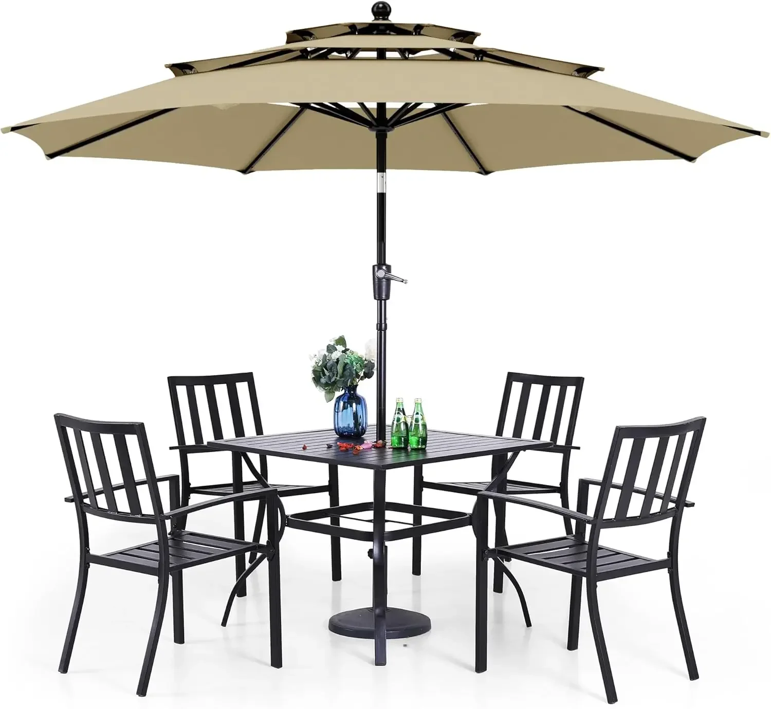 5 Piece Outdoor Dining Set with 10ft Umbrella, 37