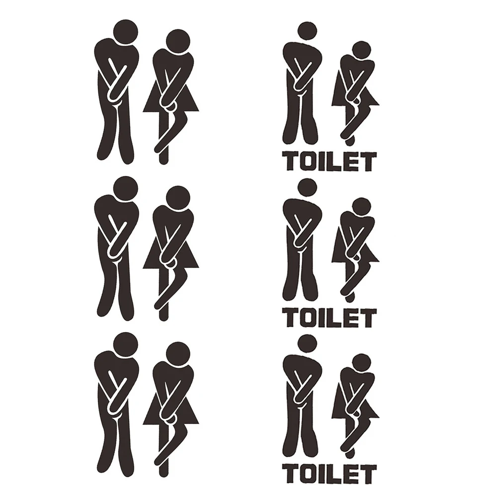 

6Pcs Creative Toilet Door DIY Toilet Wall Stickers for Mall Restaurant Coffee Restroom (ZY341A 12x18CM + ZY341B 13x18CM,