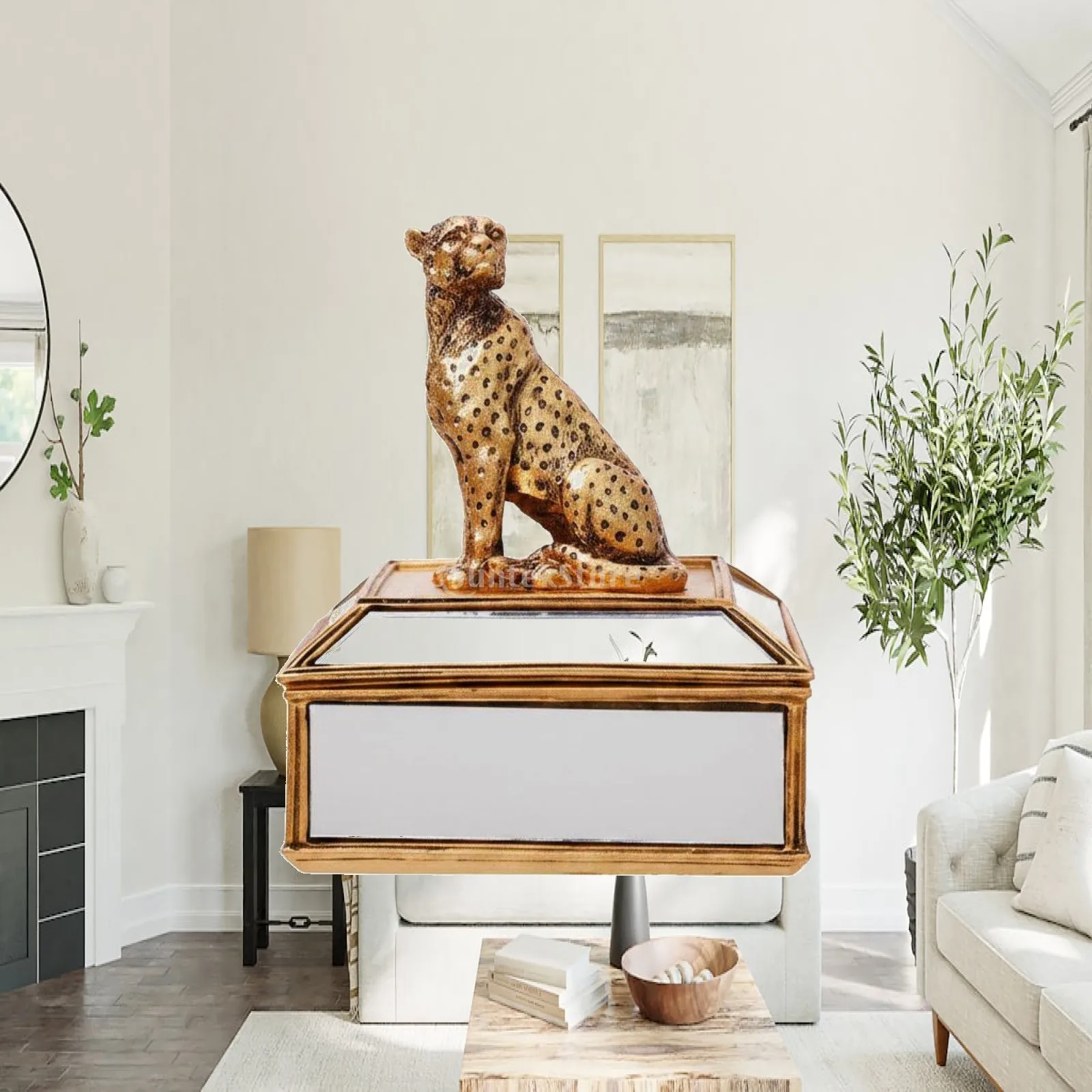 Decorative Resin Jewelry Display Stand Leopard Jewelry Tray Box for Bedroom Makeup Display