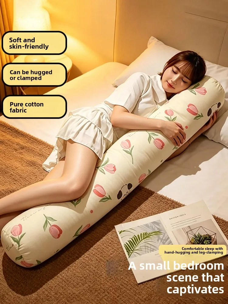 Pure Cotton Cylindrical Long Pillow Cartoon Print Sleeping Bed Stitching Pillow Cute Fruit Pattern Cushion Bedroom