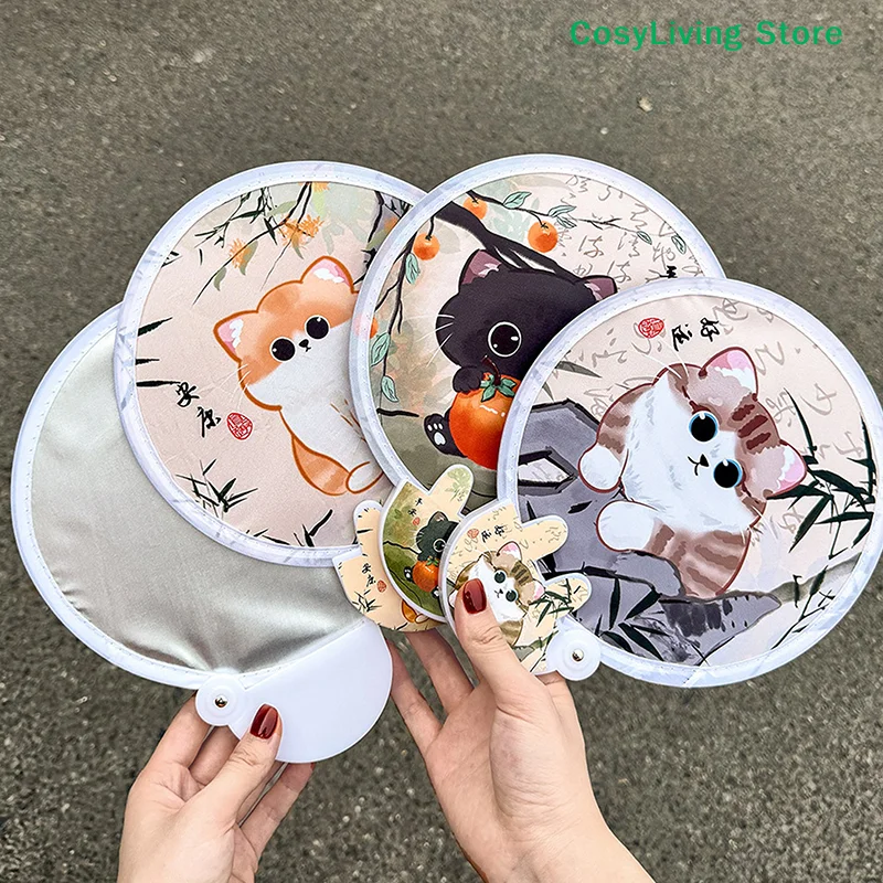 [CL]Portable Cartoon Folding Fan Kawaii Creative Foldable Fan Cool Summer Hand Fan Flying Disk Pocket Cloth Fan Gifts[CL]