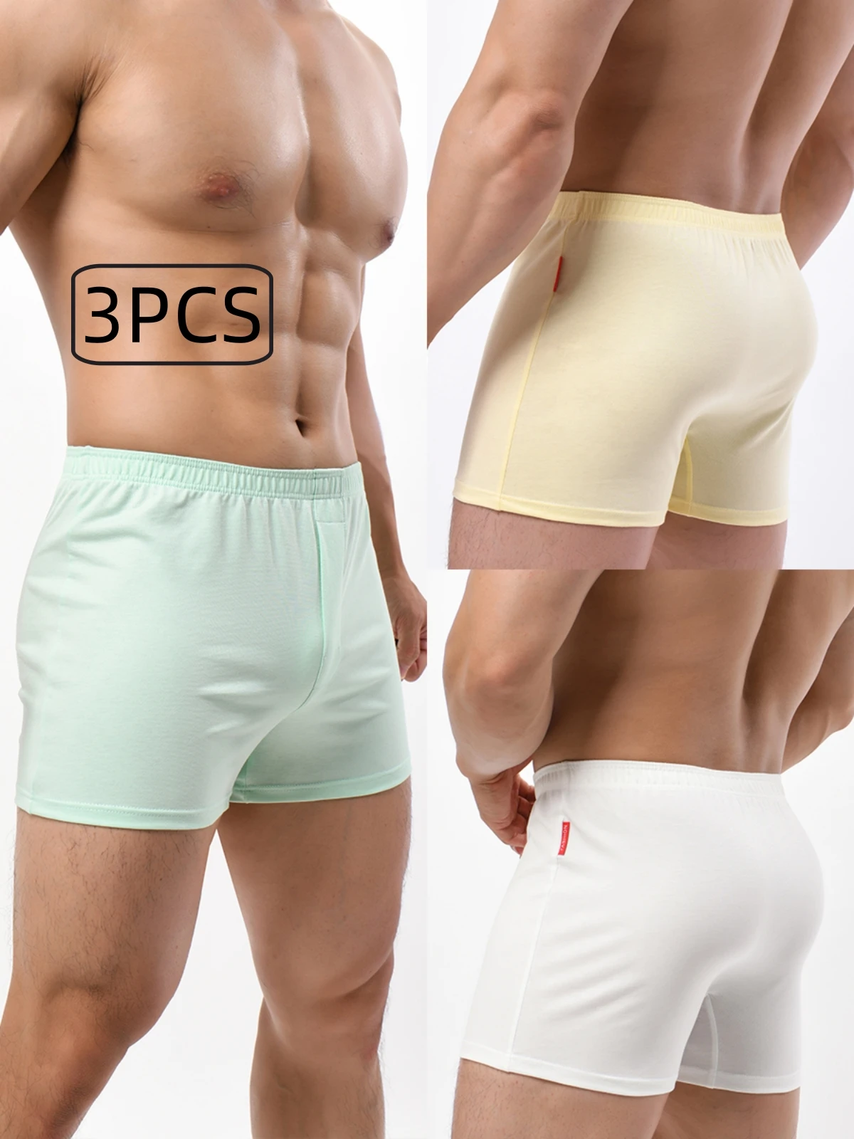 Premium 3-Pair Men's Boxer Shorts: Ultra-Soft Skin-Friendly Cotton, Long & Breathable for All-Day Comfort at Home and Outdoors