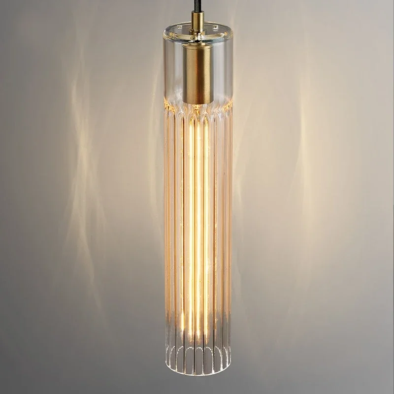 Luxurious Copper Crystal chandelier American modern minimalist pendant lights living room bedside home decor chandeliers
